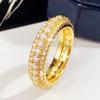 Huitan Fashion Gold Color Wedding Rings Women Full Paved Dazzling Cubic Zirconia High Quality Engagement Bands Zircon Wholesale