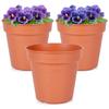 3x Brown Plastic Garden Pot for Plants, Flowers, Herbs 15x14 Cm
