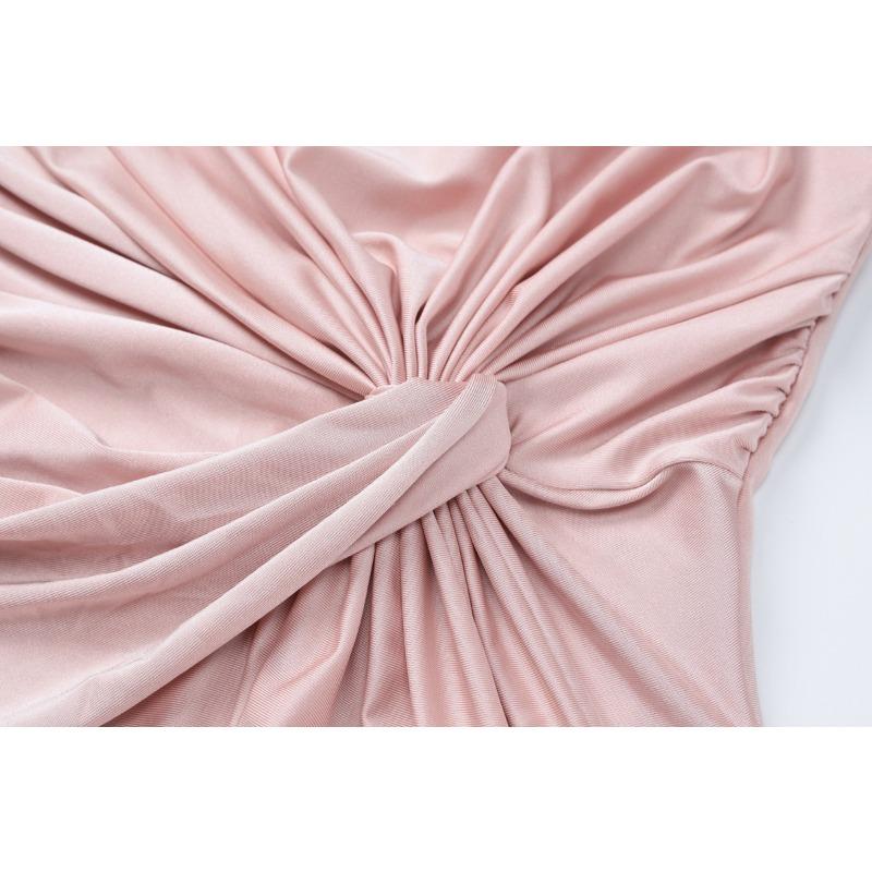 Abito Lungo Elegante da Sera da Donna, Colore Unito, Manica Lunga, Girocollo