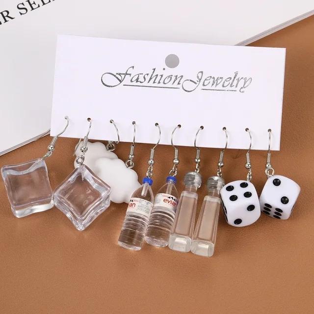 

Комплект из 5 пар новых сережек из фруктовой смолы для еды и напитков, женские серьги со свежим и сладким темпераментом 7