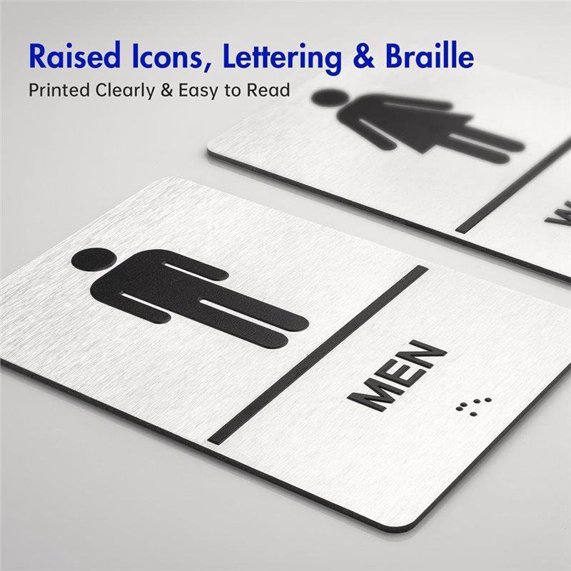 Premium-For Business Bathroom Door Signs, Men' S& Women' S Restroom Signs Raised Braille