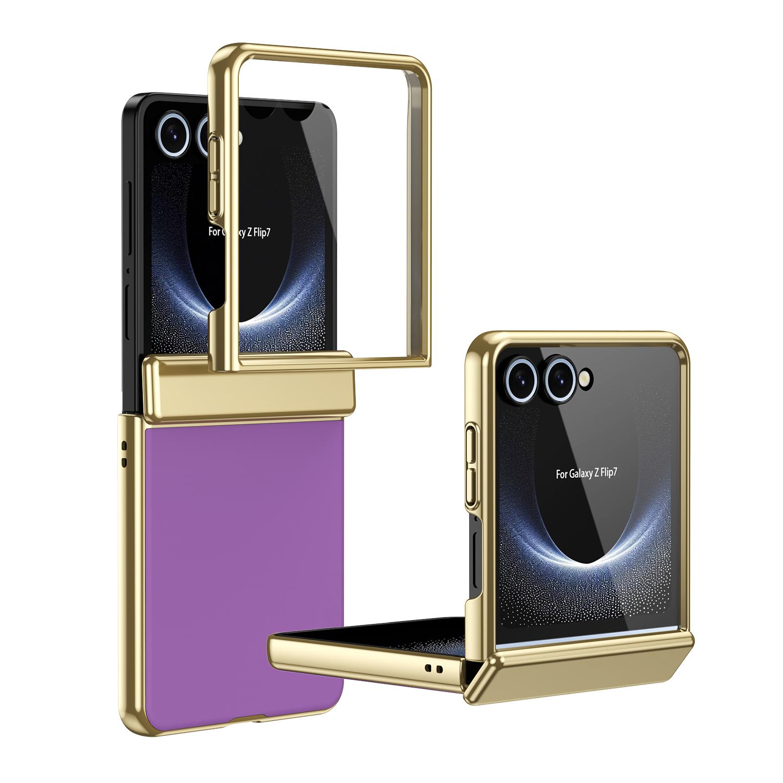 

Премиальный матовый чехол AG для Samsung Galaxy Z Flip 7 6 5 4 с защитой шарнира и прозрачным защитным стеклом для экрана Galaxy Z Flip4 фиолетовый