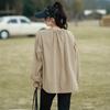 Teddy Long Sleeve Rash Guard with Slit Cooling Size Beige Women's Leggings, Amphibious, Hoodless, UPF50+, L, (rashguard032)