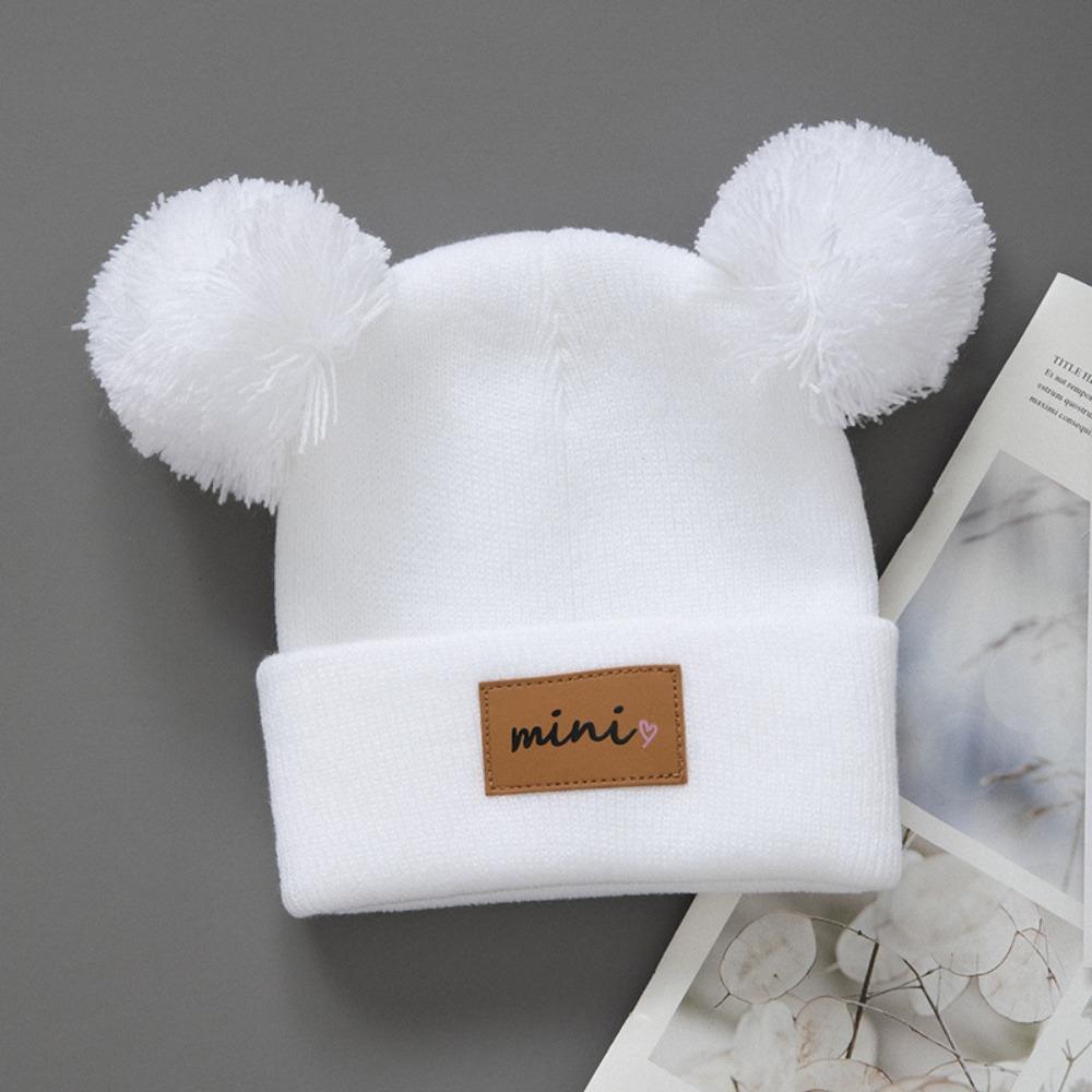 Winddichte Baby-Mützen 0-3 Jahre Säuglingsmütze Doppelbommel Wintermützen Herbst Winter