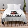 GET OUT Protest Image – Stencil Street Art Design with Red Bandana Mask Throw Blanket