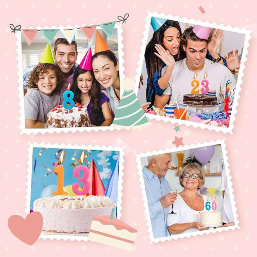 LIKENNY Birthday Number Candles, Numbers 0-9, Set of 10, for Celebrating Birthdays, Weddings, Graduations, and Cake Decorations (Random Colors)