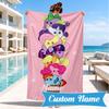 Custom Name Pony Friends Forever Beach Towel Microfiber Beach Towel, Lightweight and Quick-Dry, for Summer Travel, Swimming Pool Gift