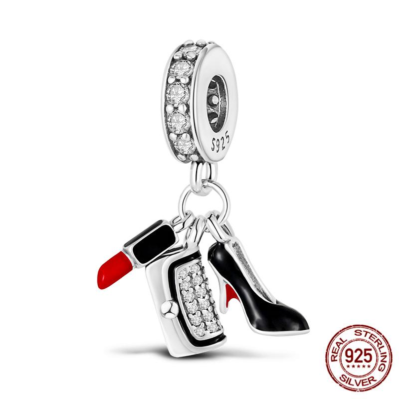 100% Copper Lipstick High Heels Bag Charms Fit Original Bracelet Jewelry Making For Women Gift