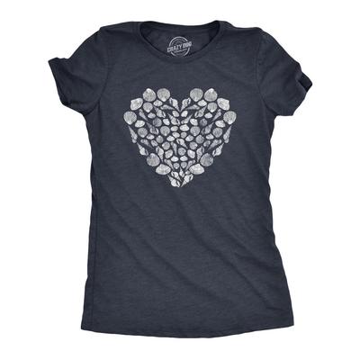Womens Sea Shell Heart Beach T-Shirt