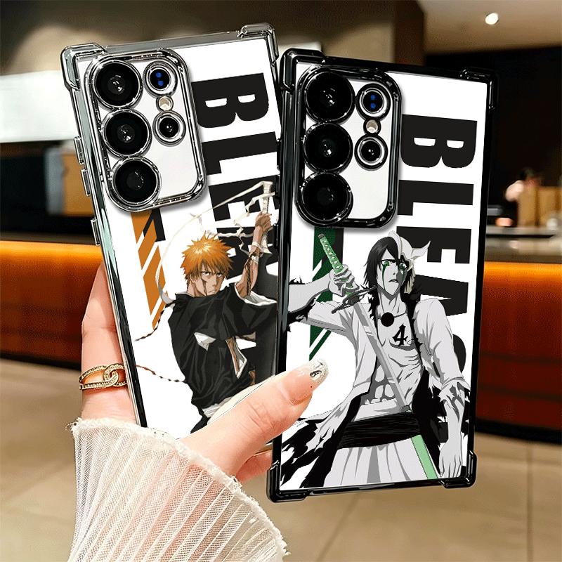 Anime Bleach Desgin Plating Phone Case For Samsung Galaxy S24 S25 FE S26 Edge S23 Ultra S22 S21 Plus S20 Anti-Fall Airabag Cover
