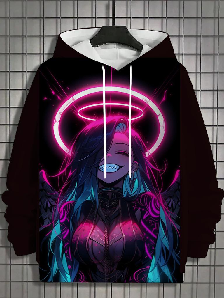 Vintage Herren Hoodie 3D-Druck Nymphet Tops Cartoon Mädchen Grafik Langarm Hoodie Mode Herren Oberteil Übergroße Streetwear T-Shirts