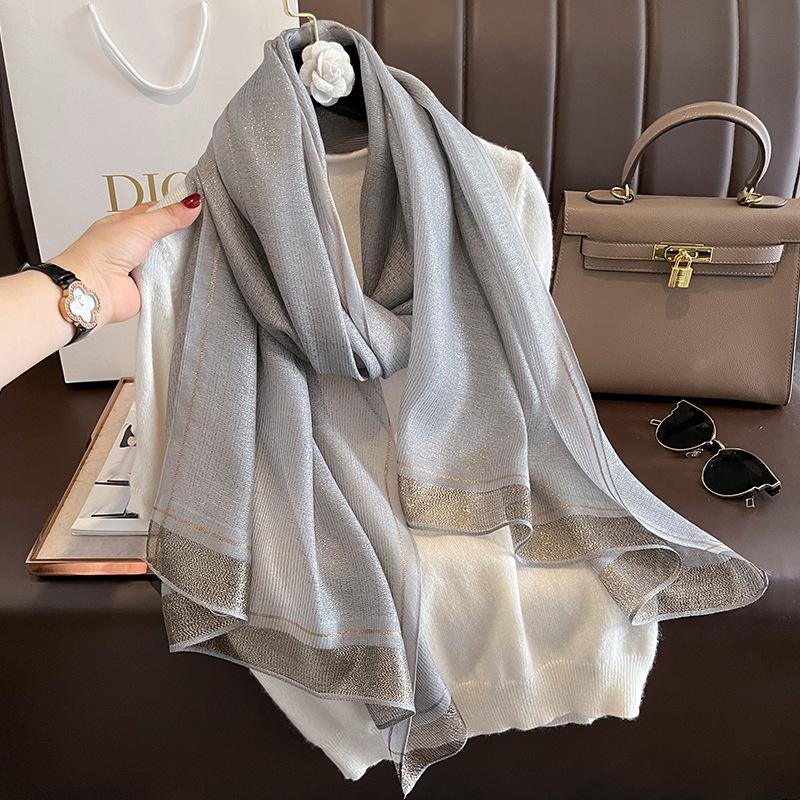 New Fashion Lurex Glitter Shimmer Wool Wraps Long Silk Shawl Scarf Spain Luxury Head Beach Stoles Foulard Hijab Echarpe Bufandas