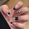 24Pcs Blush Pink Almond Press On Nails With 3D Bowknots Glossy Full Cover False Nail Tips Sweet For Women Girls