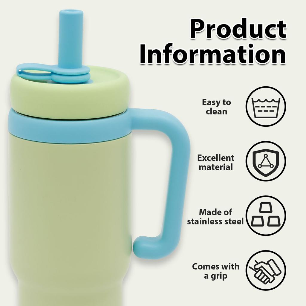 710ml Insulated Mug with Straw Large Capacity Vacuum Tumbler Stainless Steel Water Bottle Whale Fountain Style Thermal Mugs