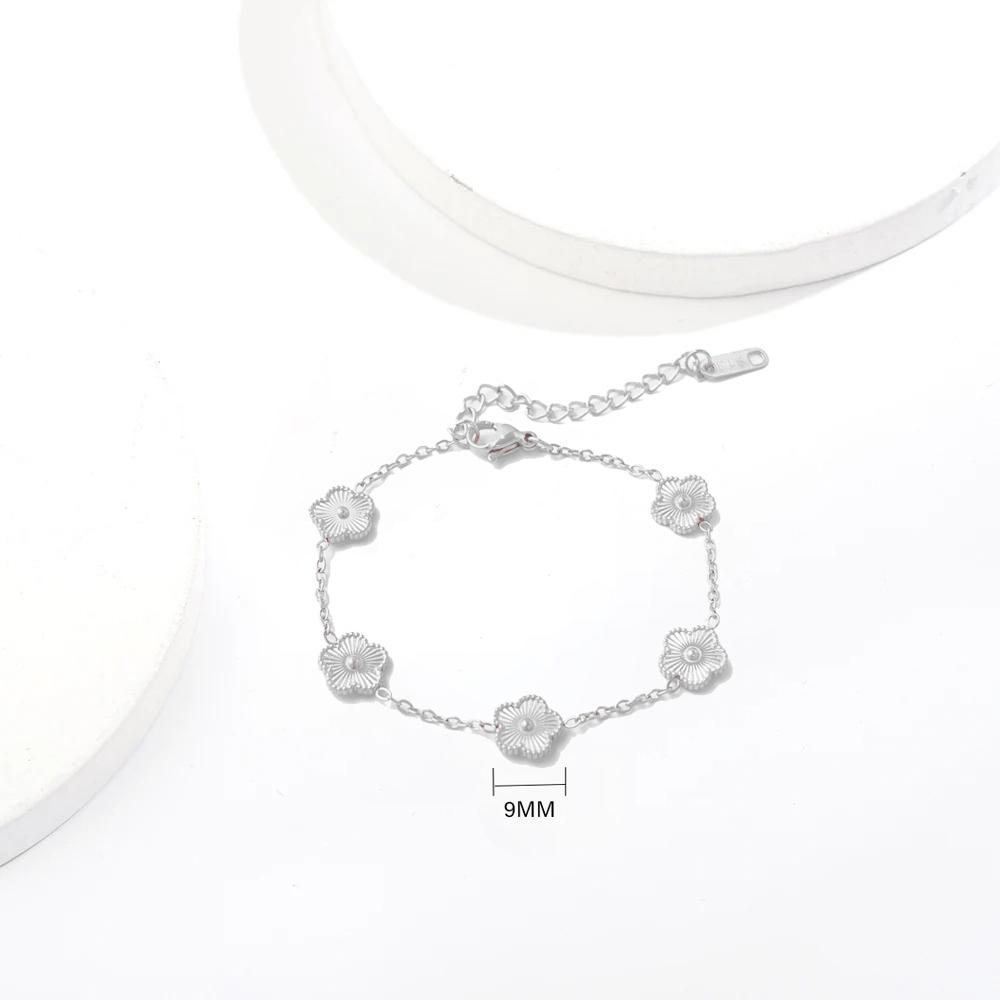ALTERA Stainless Steel Hot Selling Gold Plated Clover Charm Bracelet Luxury Five Leaf Flower Bracelets Jewelry For Women Gift