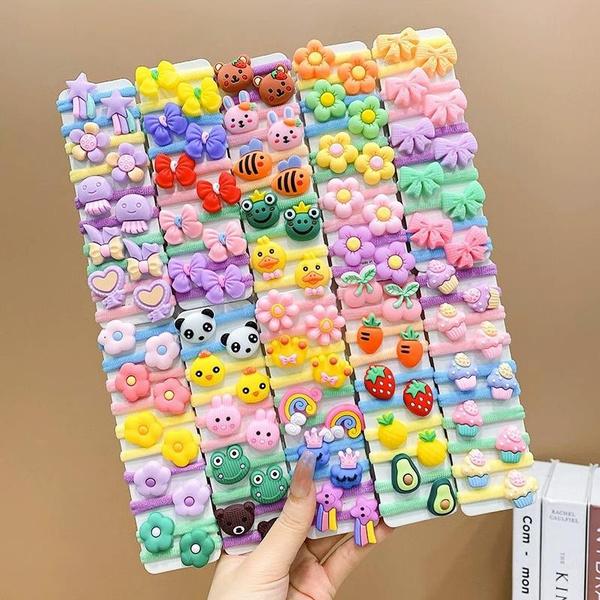 10pcs Children Cute High Elastic Headband Hair Accessories Little Girl Candy Color Trendy Hair Circle Headband