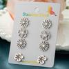 4Pairs/Lot Fashion Stainless Steel Star Moon Stud Earrings Sets for Women Small Flower Porker Dog Earings Jewelry Gift