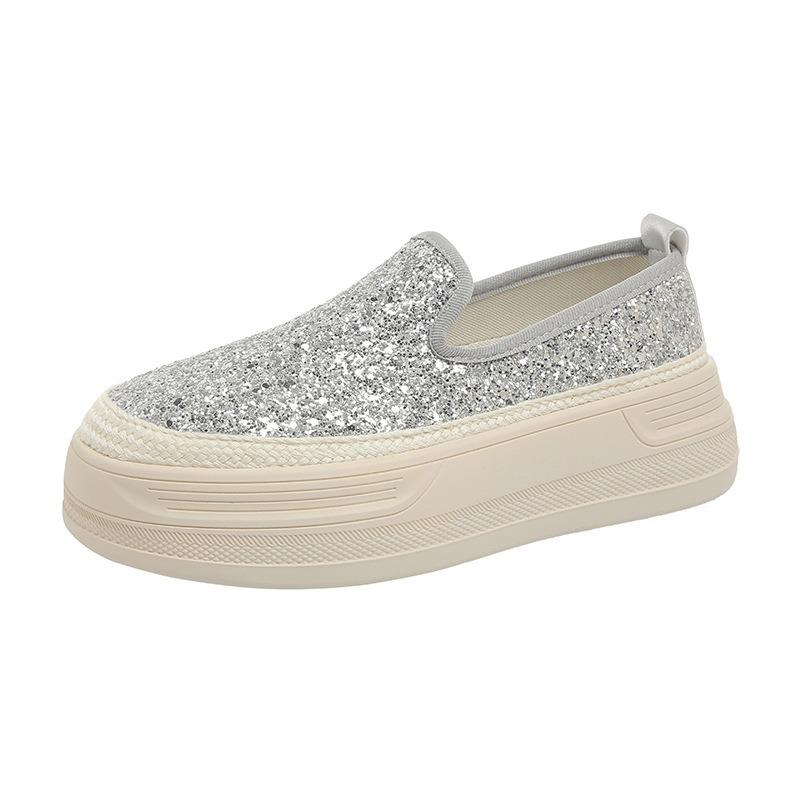 Plateforme de pêcheur à paillettes pour femmes printemps nouveau paresseux une pédale respirant mode décontracté chaussures simples femmes