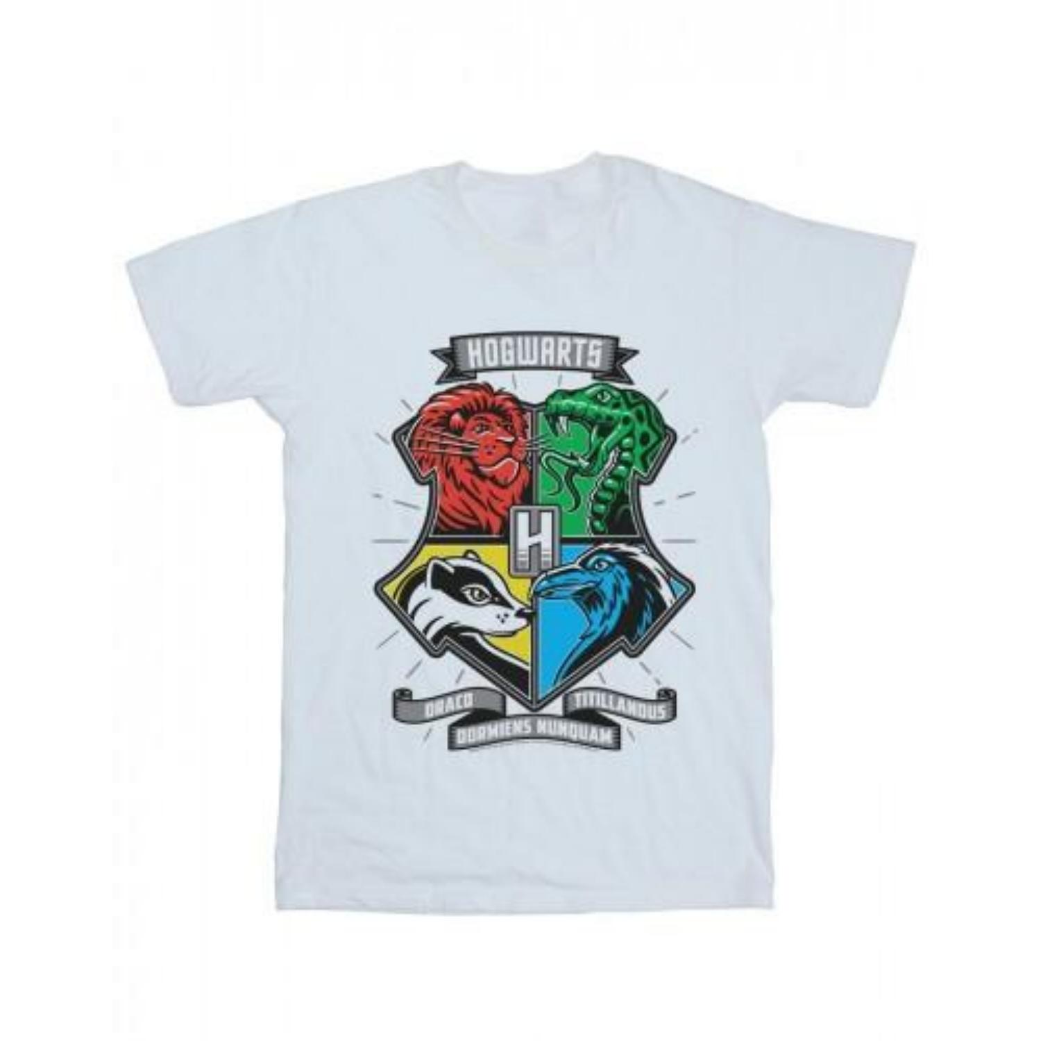 HARRY POTTER Womens_Ladies Hogwarts Toon Crest Cotton Boyfriend T-Shirt S