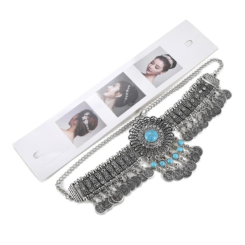 Statement Vintage Choker Necklace Women Bohemain Collares Flower Crystal Rhinestone Blue Beaded Coin Tassel Ethnic Gypsy Jewelry