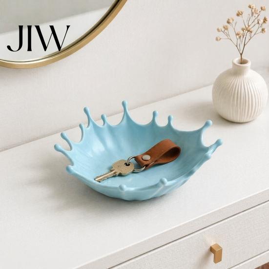 Coastal Style Organizer 3D Printed Jewelry Tray for Rings Earrings Bracelets, Ocean Splash Boho Home Decor Trinket Dish, Decorative Desktop