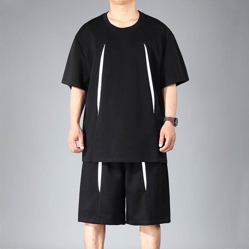 Plus Size 4XL-11XL Oversized Shorts Sets Summer T-shirt Vintage Clothes Men's 2 Pieces Set