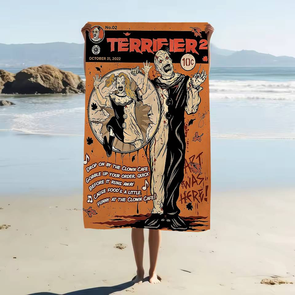 Terrifier 2 Horror Movie Microfiber Beach Towel Absorbent Quick Dry Soft Yoga Swimming Resort Mountain Climbing Towel
