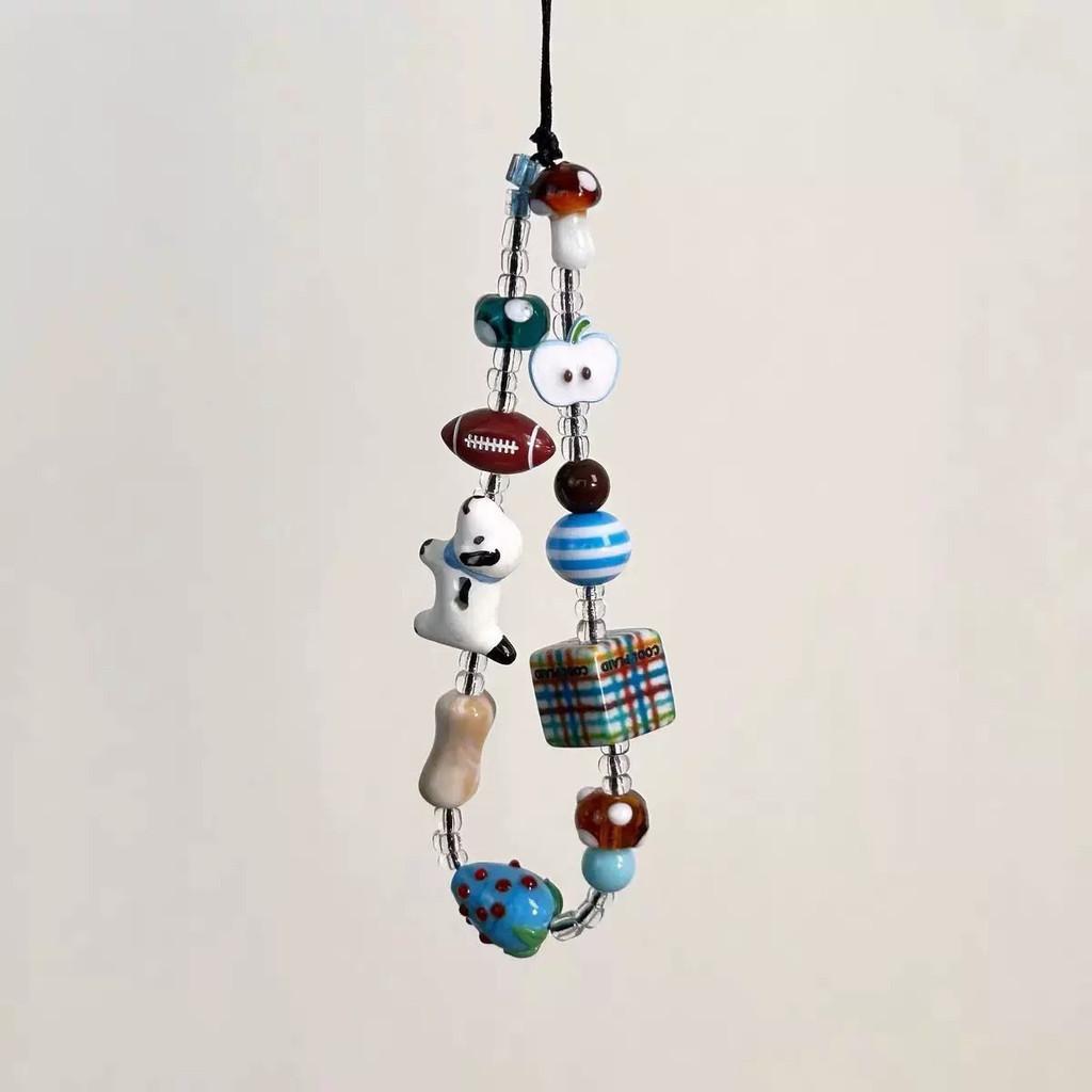Ceramic Dog Beaded Phone Lanyard With Pvc Cord For Men And Women