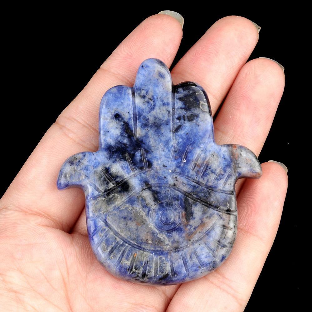 Crystal Natural Stone Beads Semi-Precious 57x50mm Agate Amethysts Beads Palm Shape Carving Stone