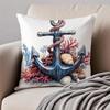 MMarine Theme Rudder Anchor Pillow Nautical Cushion Cover Pillowcase Antidustmite Invisible Zipper Short Plush Sofa Cushion