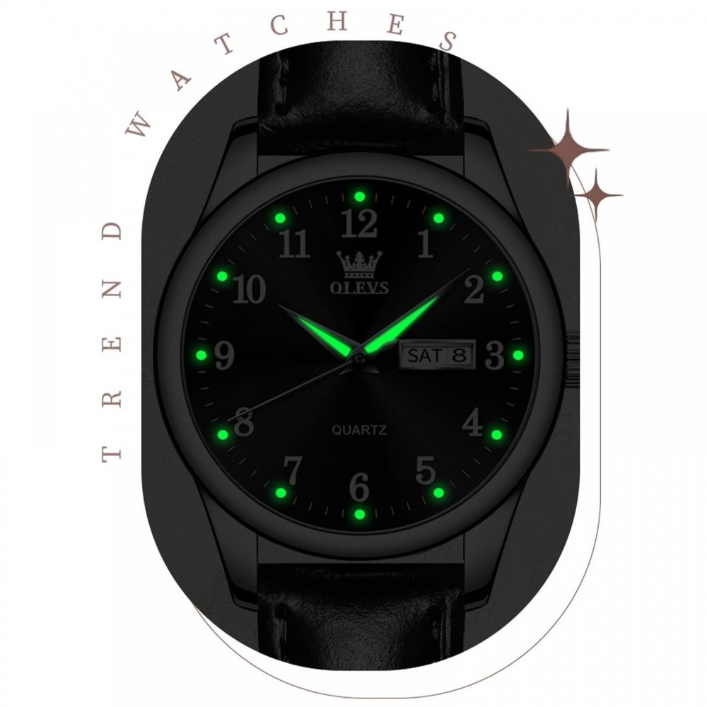 OLEVS Women's Watch, Black, Women's Business Watch, Stylish, Waterproof, Luminous, Analog, Quartz, Popular Watch, Fashion, Watch for Women, Pressure R