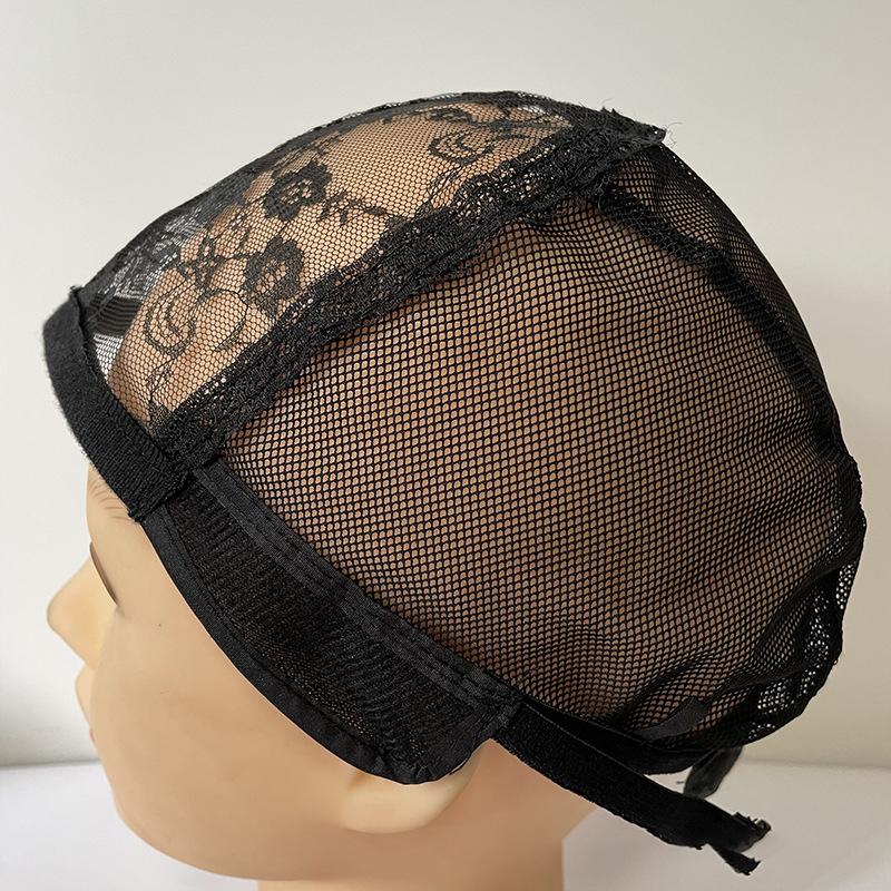 Wig Cap Front Lace For Making Wigs 56Cm Adjustable Straps Black Stretch Weaving Hair Nets Hat Mesh Women'S Dome Accessories