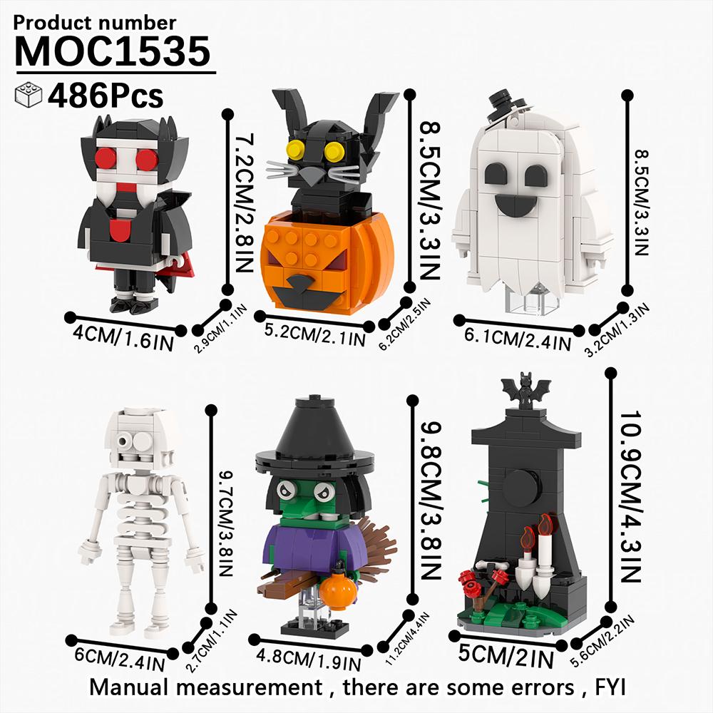 Skräckfilmsfigur Modell Byggklossar Set Halloweenfestival Serie Spöknatt Brickheadz Leksaker för Barn Vuxna Jul