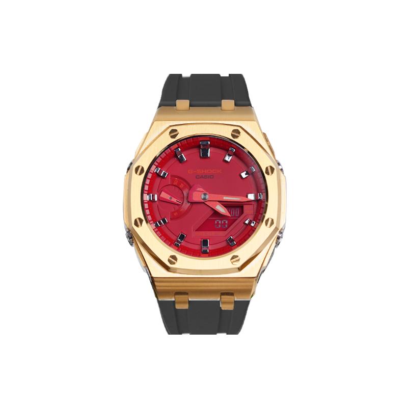 CASIO Unisex Liquid Crystal,Analog Dual Display Series 44mm Red Watch GA-2100-4A(Watch1--) Regular Box