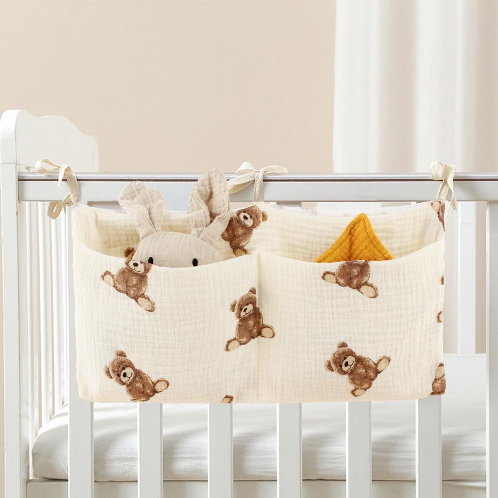 Cotton Baby Crib Storage Bag Large Capacity Newborn Bedside Bag Baby Stuff Organizer  Stroller