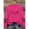Women's comfortable paw print crew neck sweatshirt, casual long sleeve pullover