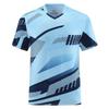 Anmurye Table Tennis Short Sleeve Sports Game Shirt with Abstract Geometric Badminton Strength Practice Stylish Summer Light Blue Size L Men's