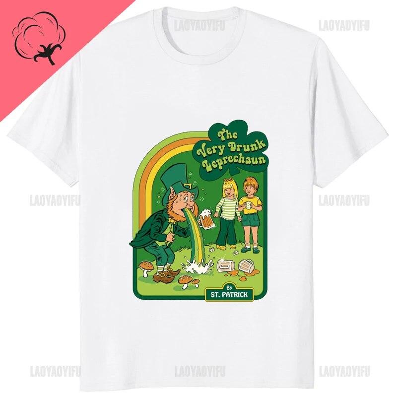 

Футболка с забавным принтом «Очень пьяный Лепрекон», страшные футболки с изображением демона смерти, хлопковая одежда унисекс высокого качества, женские футболки 3XL