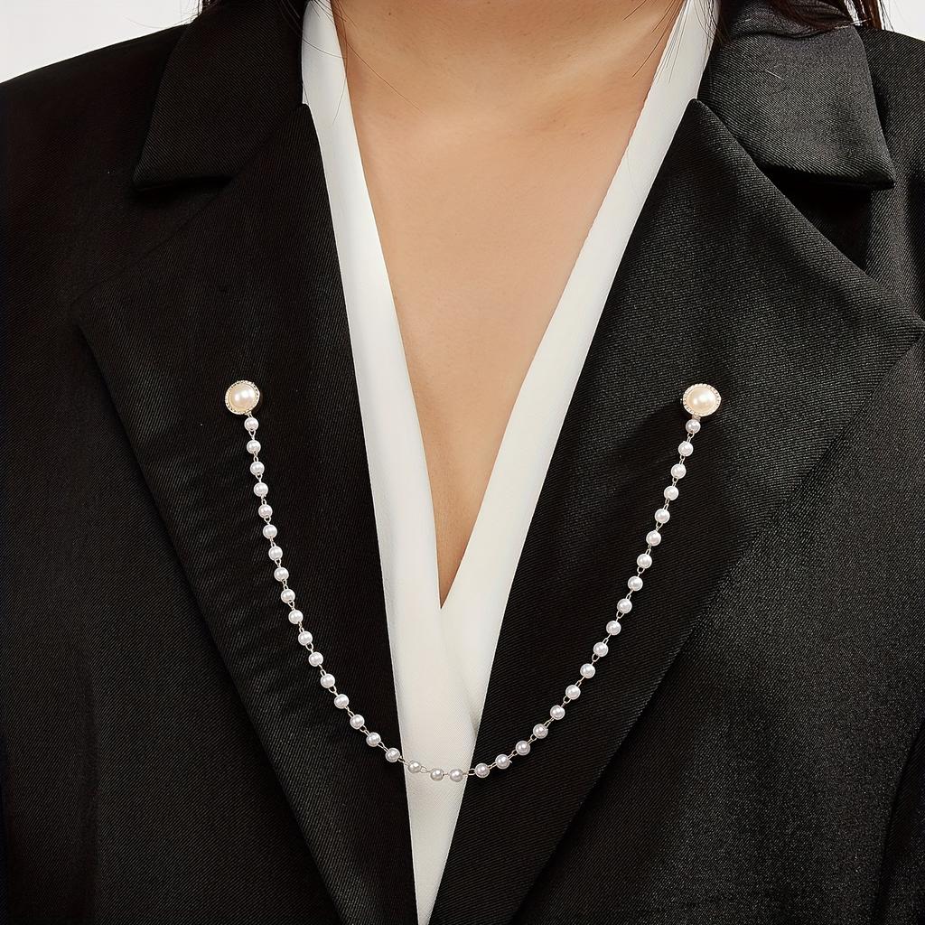 1 unidad de cadena anti-luz de perlas, cadena corporal anti-luz decorativa para mujer, bandolera grande de una sola palabra para escote, cadena anti-luz.