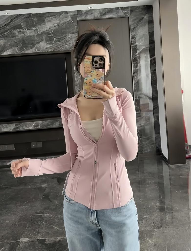 Women Stand Collar Yoga Jacket Nylon Slim Fit Long Sleeve Pilates Training Coat For Spring Summer Autumn
