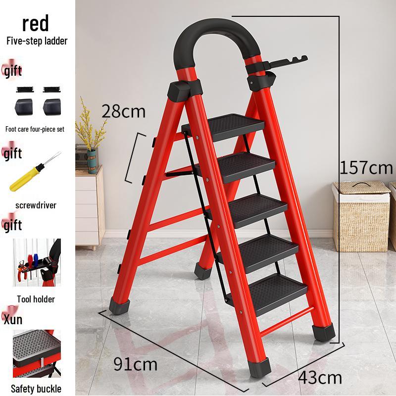Portable Multifunctional Indoor A-Frame Ladder - 4/5 Step, Folding, Thickened, Telescopic, Mobile