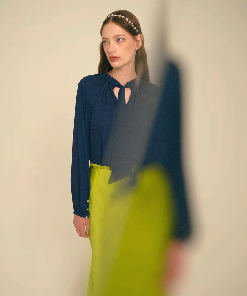 Aiseugadeuneiogongpal Mermaid Maxi Satin Skirt_Golden Lime