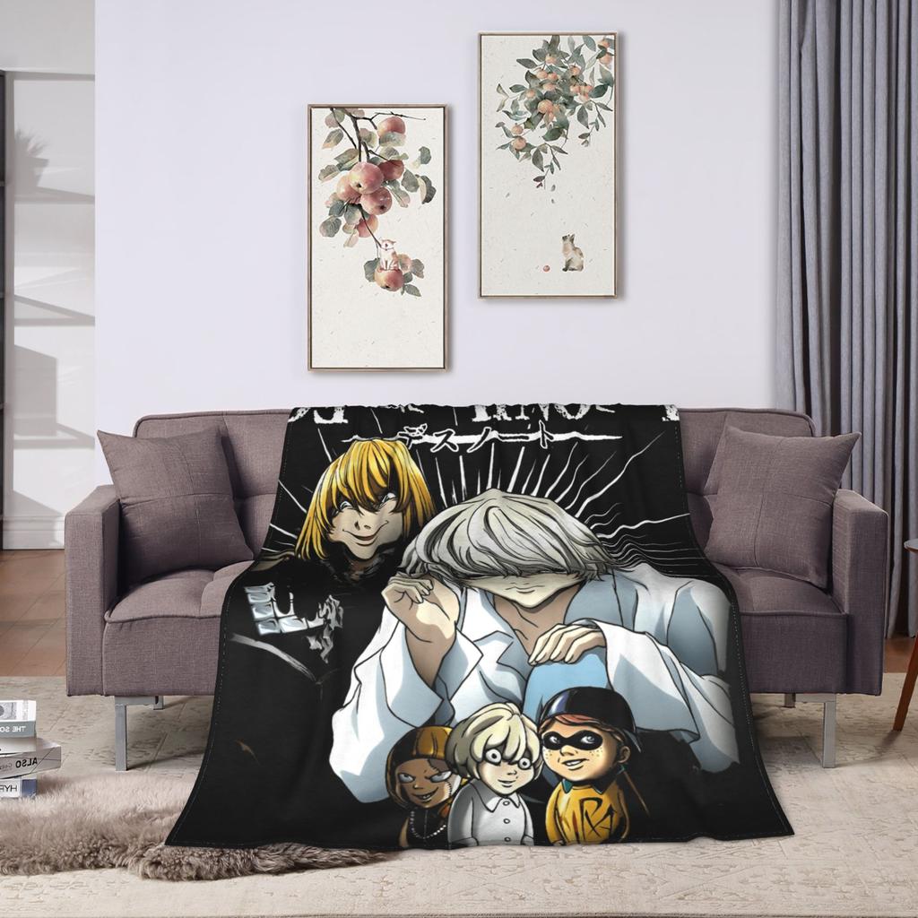 Death Note Near and Mello Flannel Blanket Super Soft Throw Blanket for Living Room Airplane Travel Bedspread Sofa Bed Cover