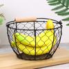 Round Metal Wire Egg Basket with Handle, Multipurpose Storage Organizer for Fruits & Vegetables, Kitchen & Picnic Use