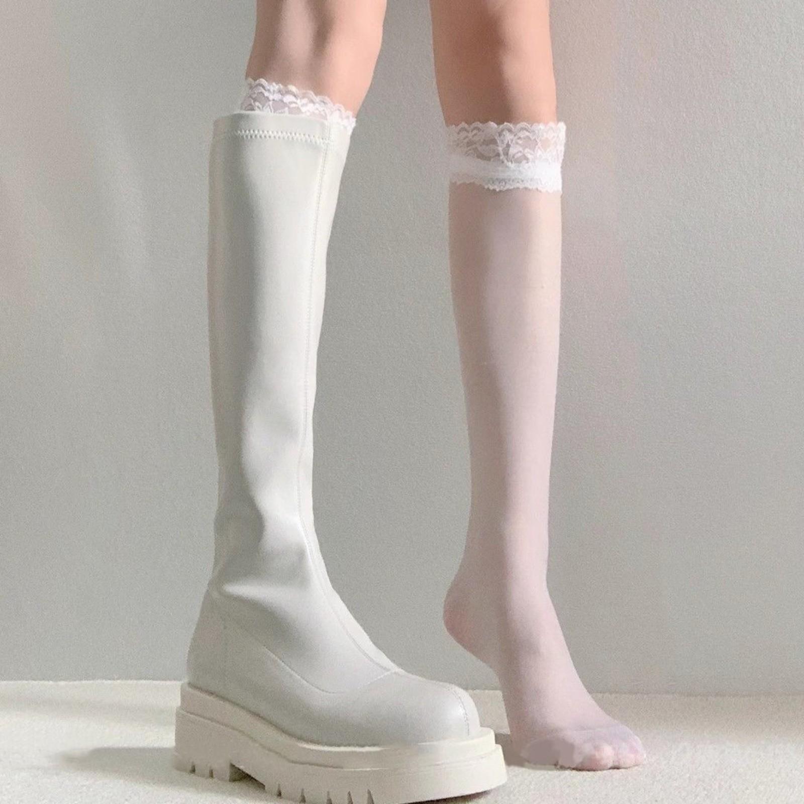 

Носки до середины икры Женские носки до середины икры Длинные носки One Size белый