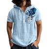 Men'S Casual Short Sleeved Hooded Top Buttoned Open Neck T-Shirt