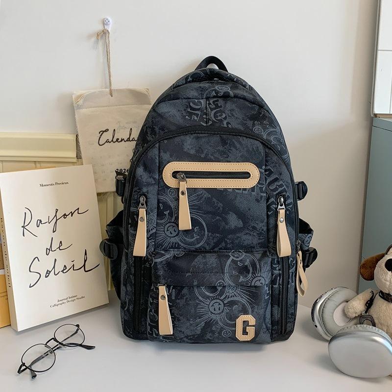 Schoolbag1011 New high school boys backpack large capacity trendy cool graffiti junior high school student schoolbag female campus computer backpack