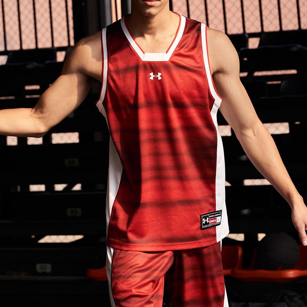 Under Armour Color Block Logo Print Knit Basketball Vest Men tops Red 22500103-600