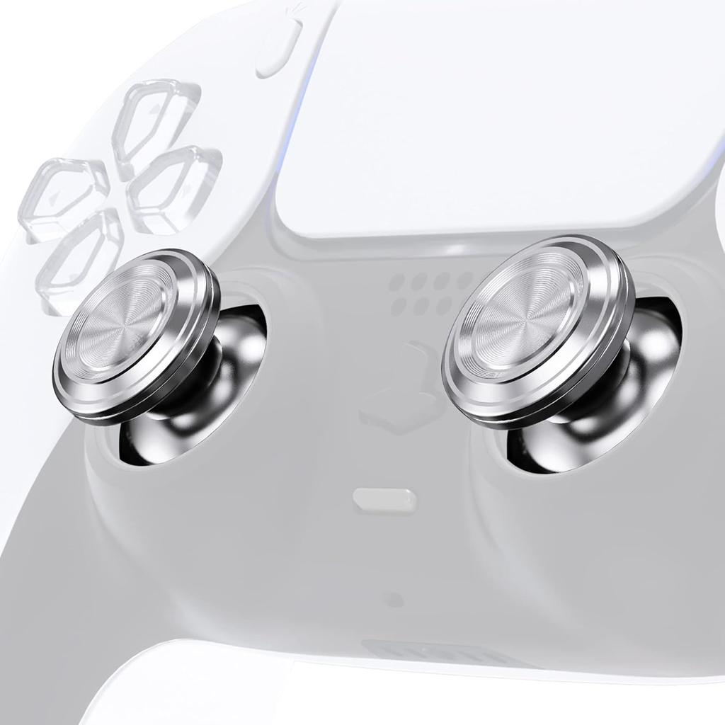 eXtremeRate Custom Silver Metal Thumbsticks for PS5 Controller, Replacement Aluminum Analog Stick Joystick for PS4 Controller - Controller NOT