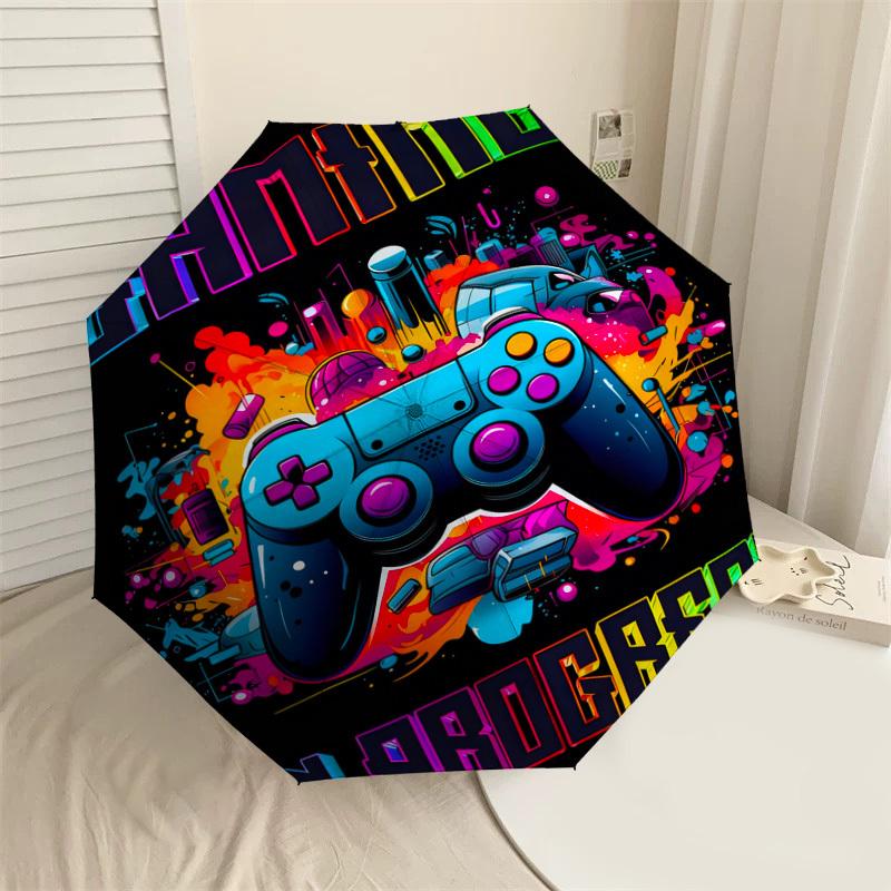 1pc Gaming Progress Pattern Umbrella Design Automatic Opening and Closing Umbrella, High-quality Travel Umbrella,  C1128220